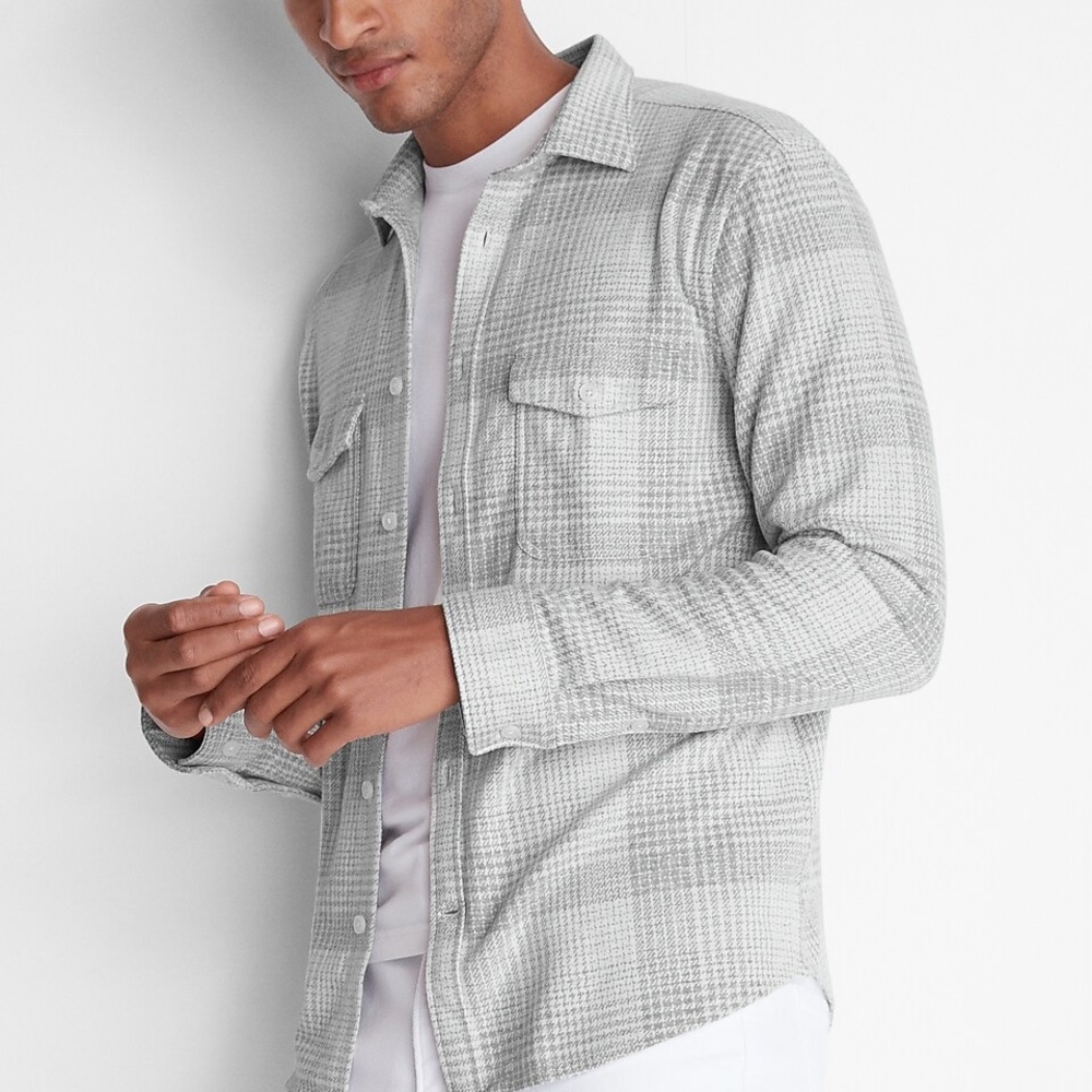 NWOT Gray Express Men’s Slim Super Soft Flannel Shacket